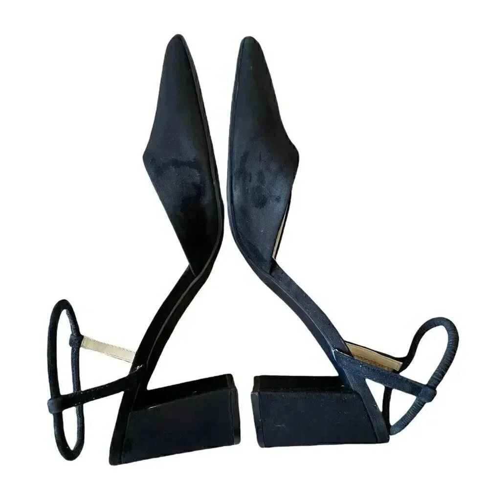 Marc Fisher Black Pointy Toe Pumps with Ankle Straps -Velise Sz 10 - Picture 7 of 10